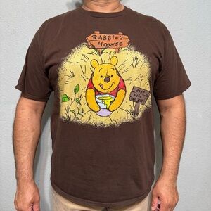 Disney Winnie The Pooh Unisex Brown Short Sleeve Crew Neck Tee Size L